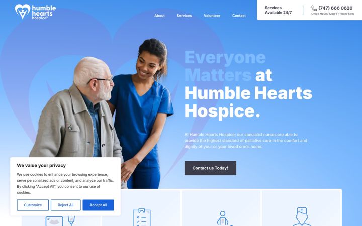 Screenshot of humbleheartshospice.com