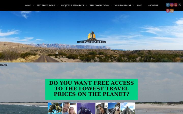 Screenshot of humblynomadic.com