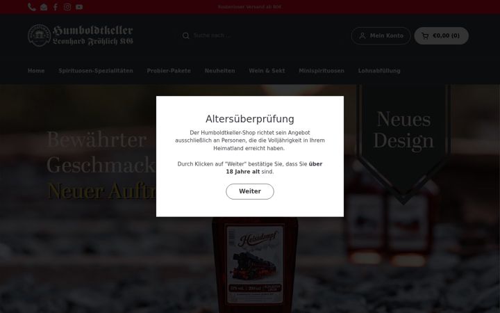 Screenshot of humboldtkeller.de