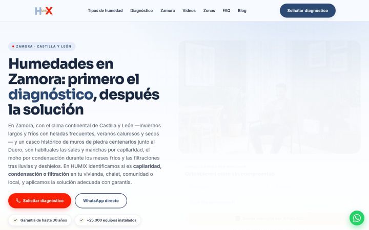 Screenshot of humedadesenzamora.es