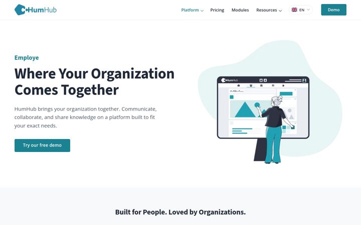 Screenshot of humhub.com