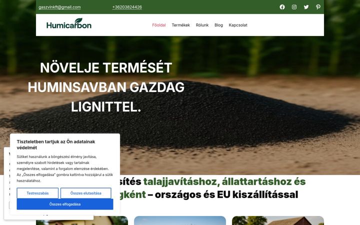 Screenshot of humicarbon.hu