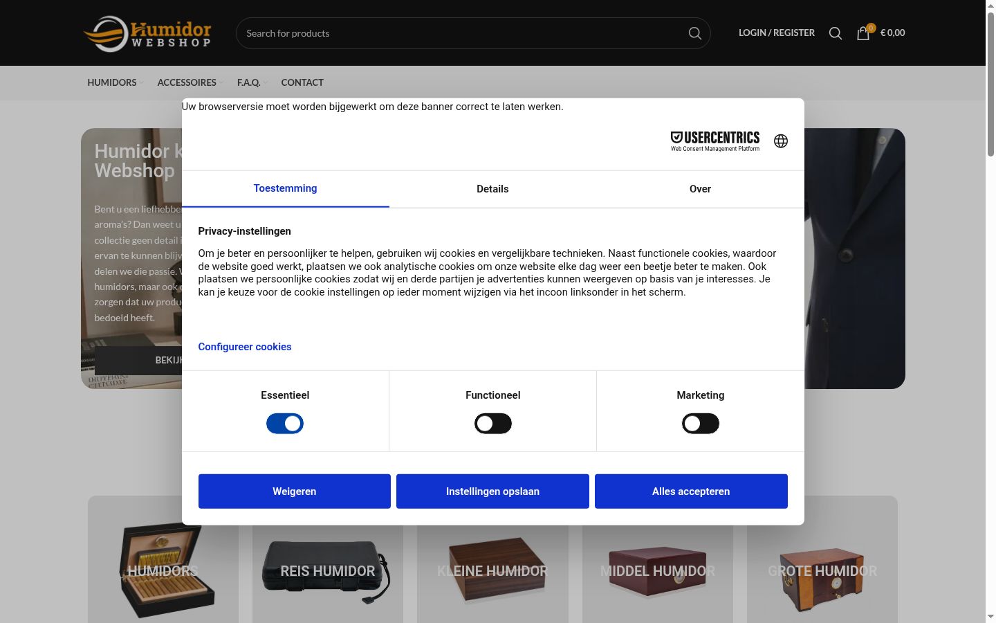 Screenshot tal-banner tal-kunsens muri qabel kwalunkwe interazzjoni