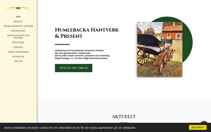 Screenshot of humlebackahantverk.com