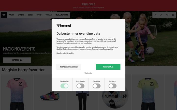 Screenshot von hummel.dk