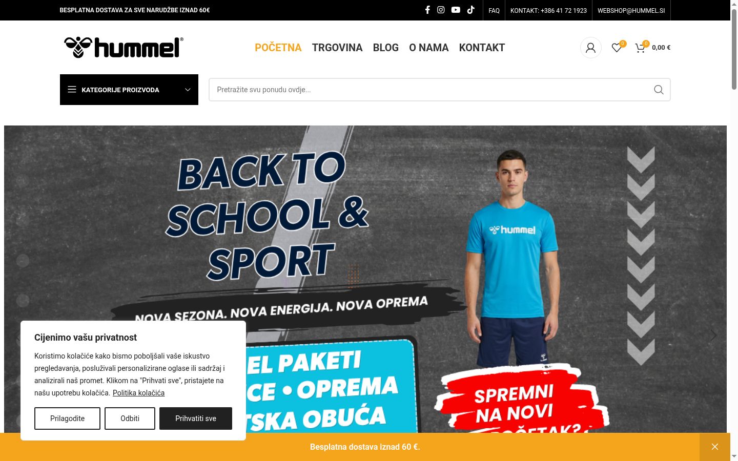 Snimka zaslona bannera za privolu prikazanog prije bilo kakve interakcije
