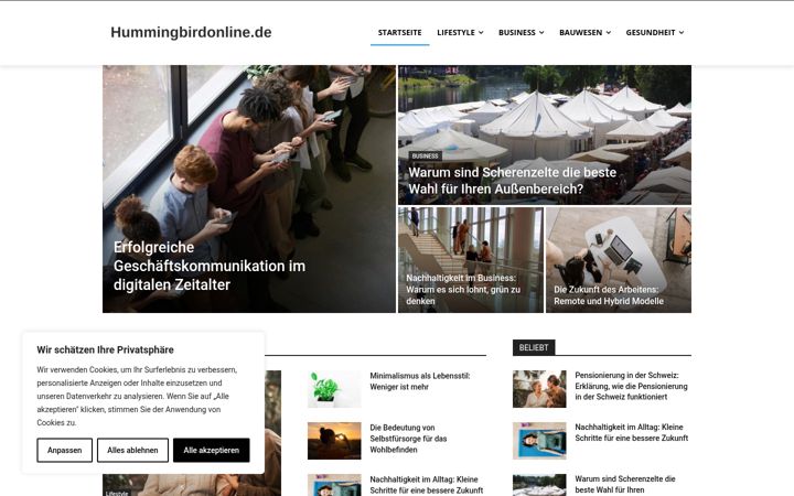 Screenshot of hummingbirdonline.de