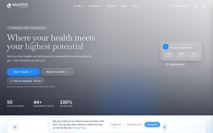 Screenshot of humnhealth.com