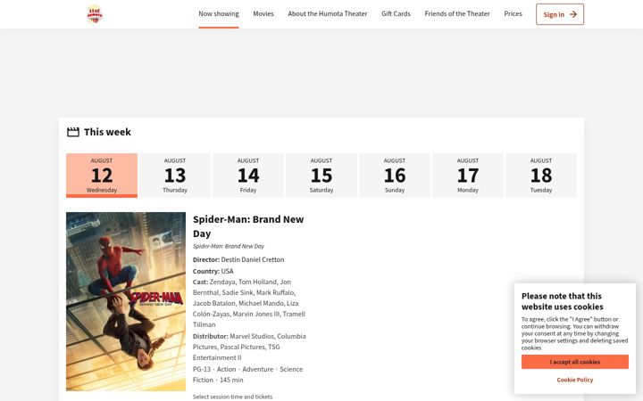 Screenshot of humotatheater.com