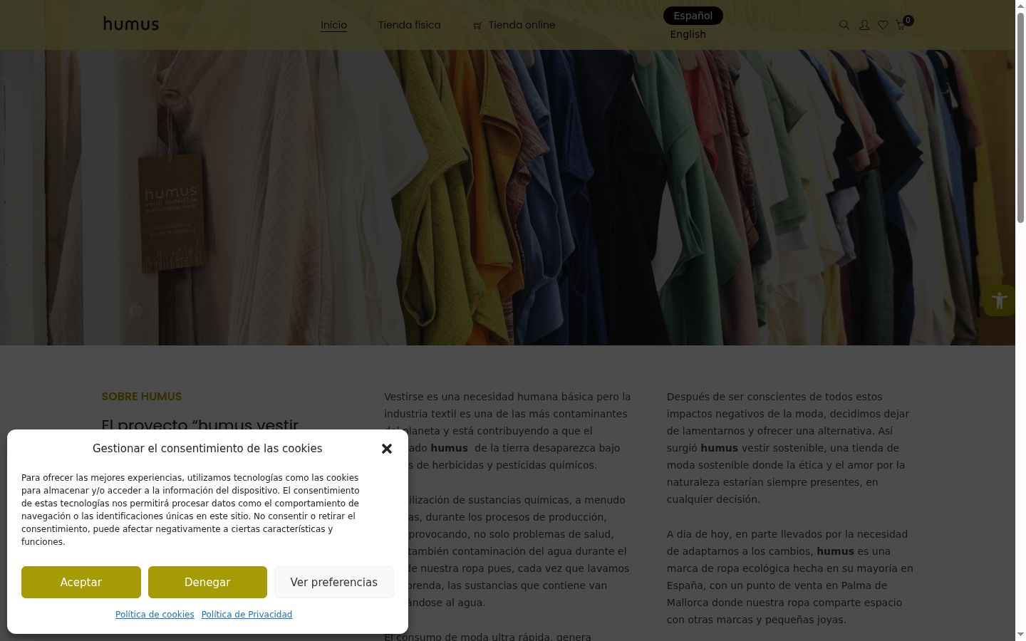 Screenshot of the consent banner shown before any interaction