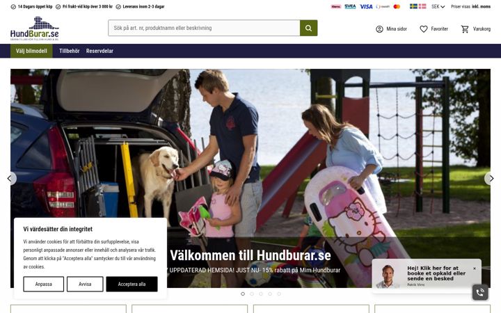 Screenshot of hundburar.se
