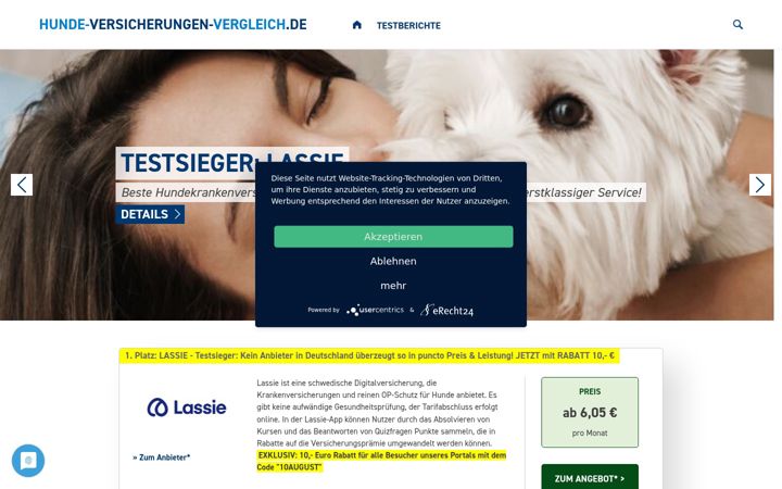 Screenshot van hunde-versicherungen-vergleich.de