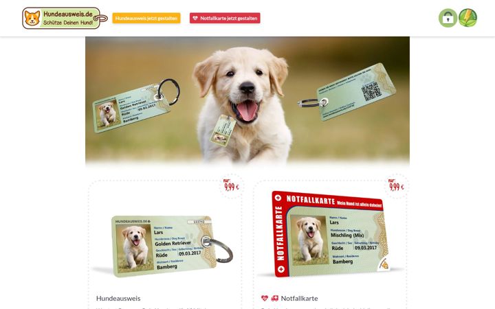 Screenshot van hundeausweis.de