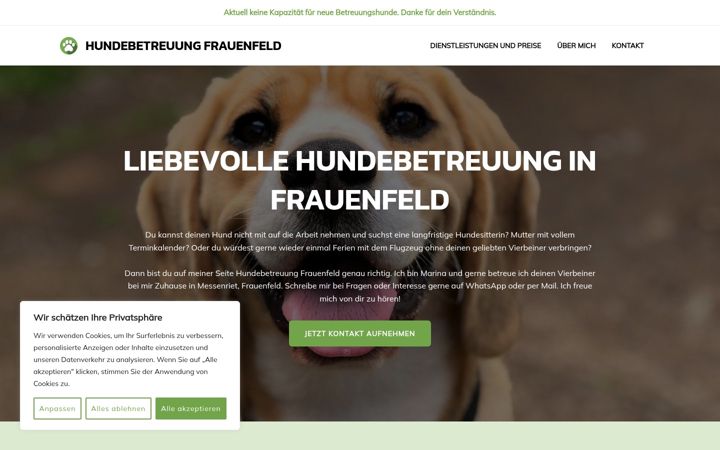 Screenshot of hundebetreuung-frauenfeld.ch