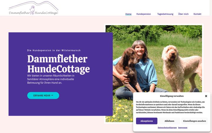 Screenshot van hundecottage.de