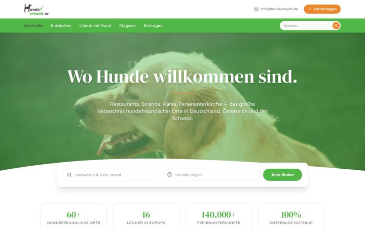 Screenshot van hundeerlaubt.de