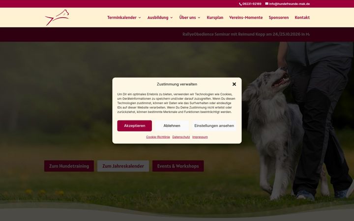 Ekraanipilt saidist hundefreunde-mak.de