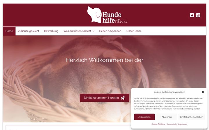 Ekraanipilt saidist hundehilfe-nrw.de