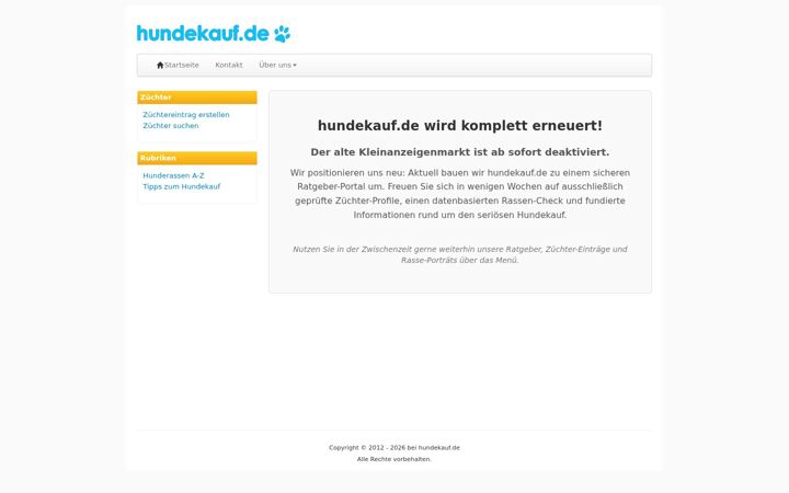 Captura de pantalla de hundekauf.de