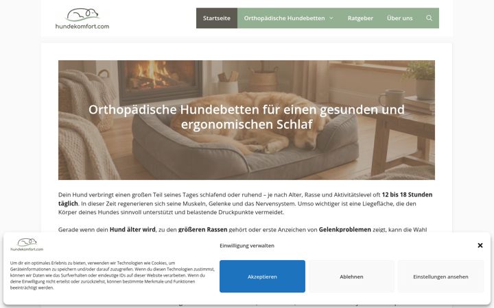 Screenshot of hundekomfort.com
