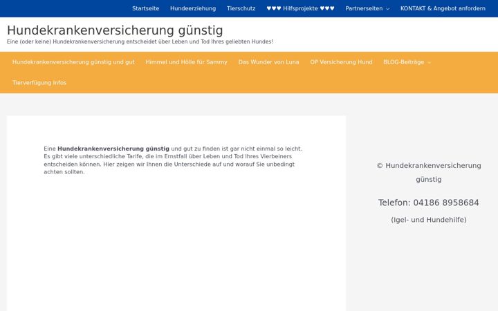Skjermbilde av hundekrankenversicherung-guenstig.de