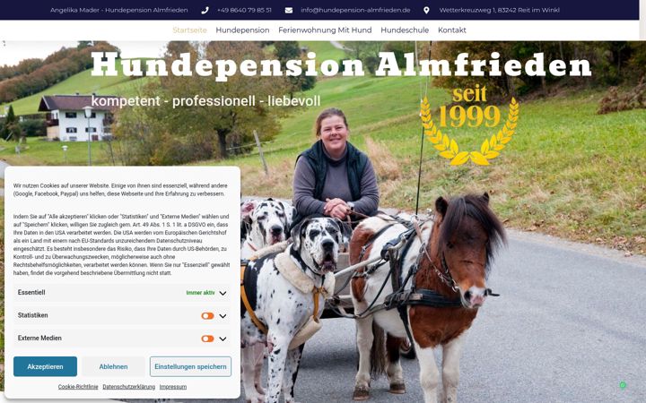 Screenshot of hundepension-almfrieden.de