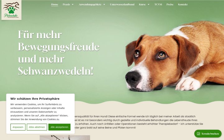 Screenshot of hundephysio-pfotenstube.de