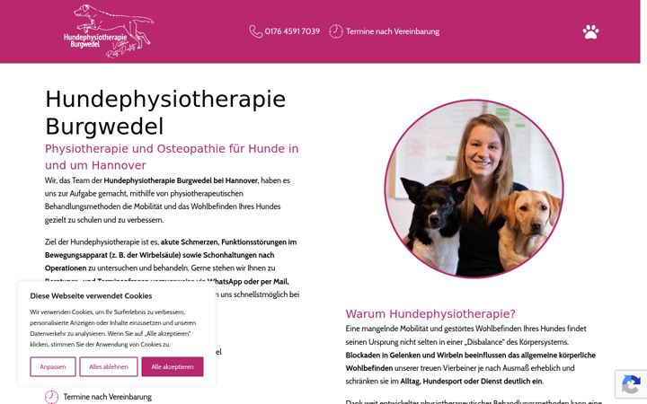 Screenshot van hundephysiotherapie-burgwedel.de