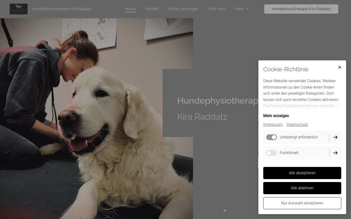 Screenshot of hundephysiotherapie-kiraraddatz.de