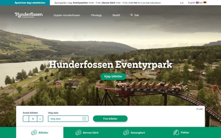 Screenshot of hunderfossen.no