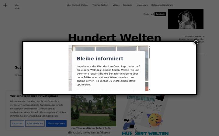 Screenshot van hundertwelten.de