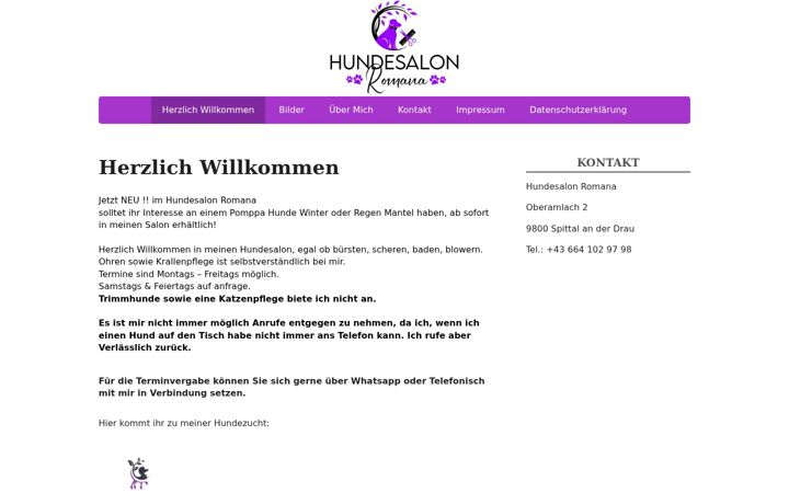 Screenshot of hundesalon-romana.at