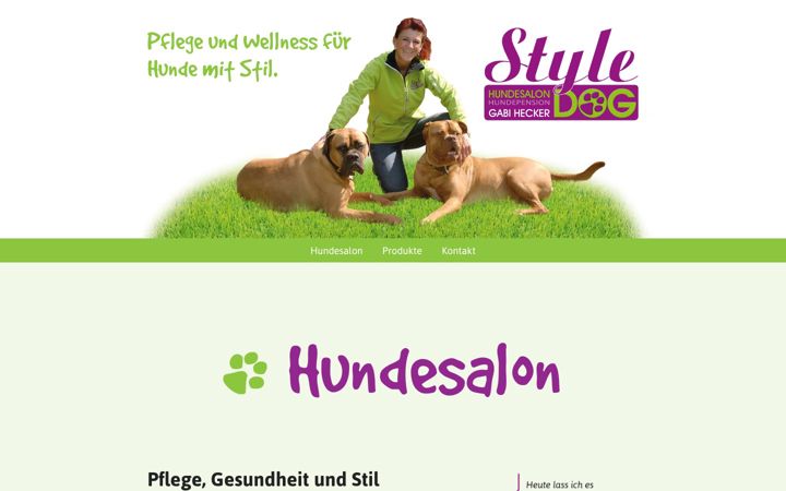 Skjámynd af hundesalonstyledog.de