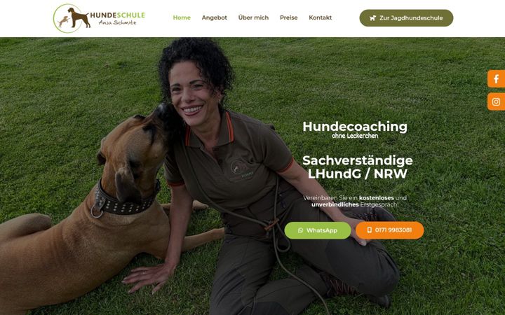 Screenshot of hundeschule-anja-schmitz.de