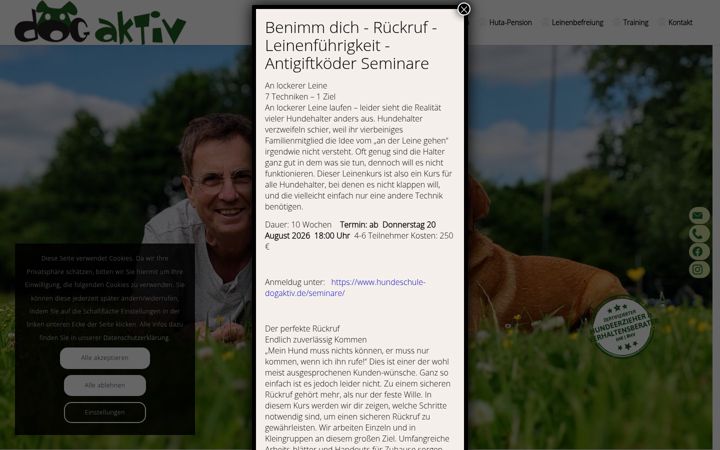 Screenshot of hundeschule-dogaktiv.de