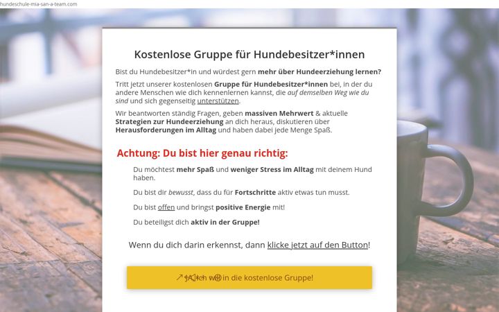 Screenshot of hundeschule-mia-san-a-team.com