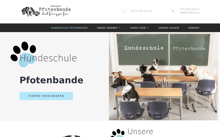 Captura de pantalla de hundeschule-pfotenbande.de