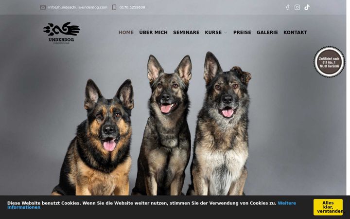 Screenshot of hundeschule-underdog.com