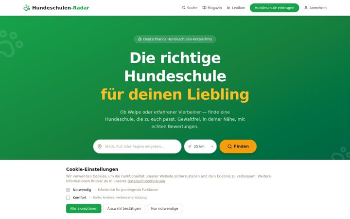 Screenshot of hundeschulen-radar.de