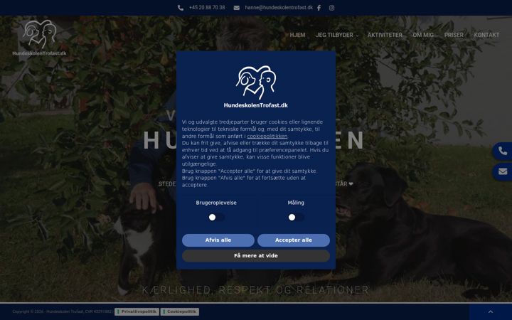 Screenshot of hundeskolentrofast.dk