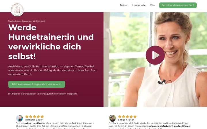 Screenshot of hundetrainerin-ausbildung.de