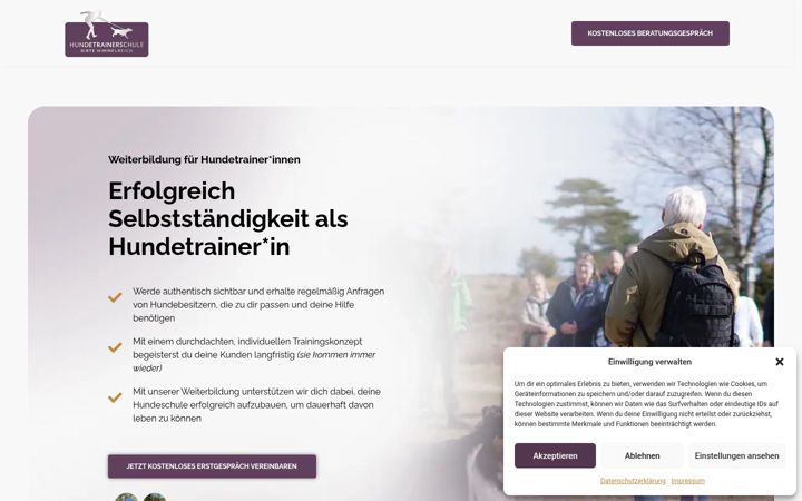 Screenshot of hundetrainerschule-birtehimmelreich.de
