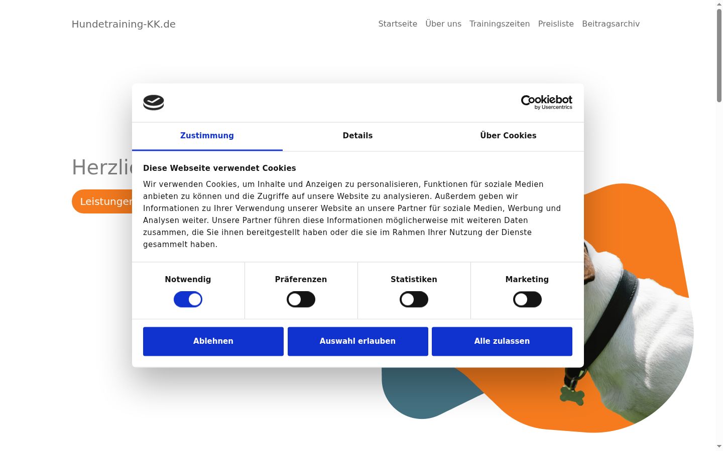 Captura de pantalla del banner de consentimiento mostrado antes de cualquier interacción