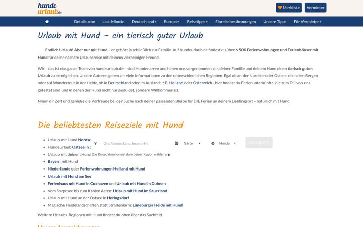 Screenshot of hundeurlaub.de