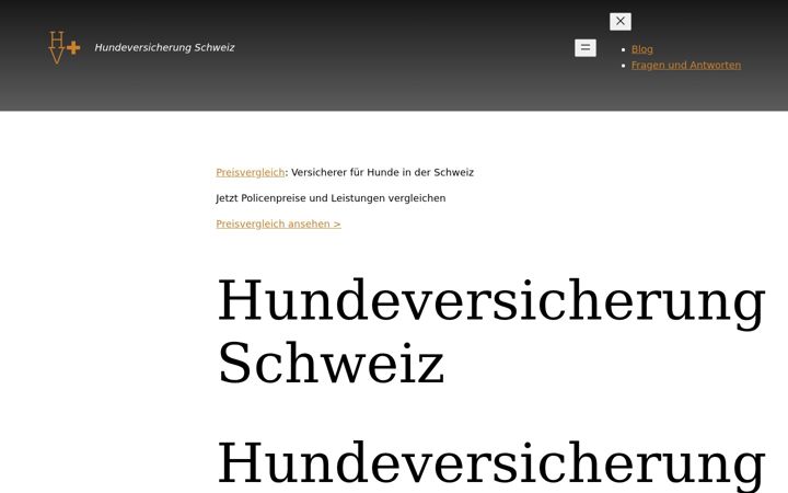 Screenshot of hundeversicherung-schweiz.ch