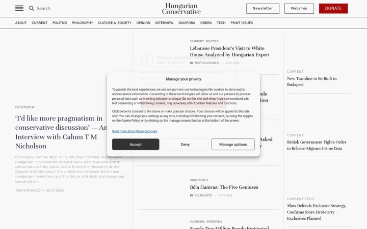 Screenshot of hungarianconservative.com
