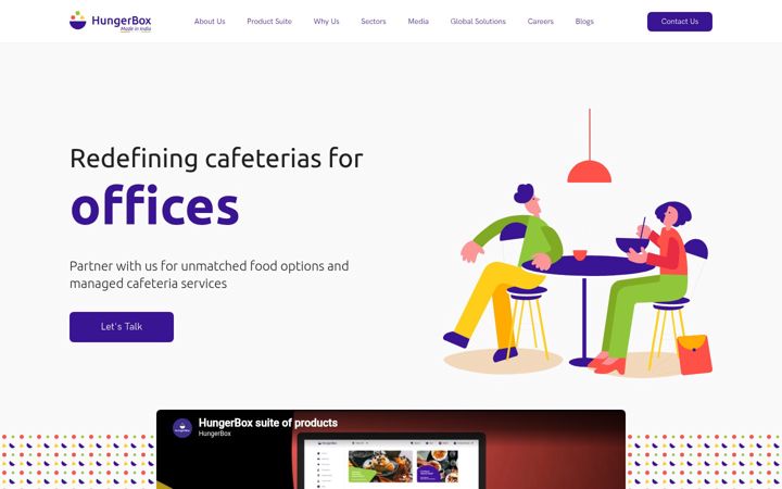 Screenshot of hungerbox.com