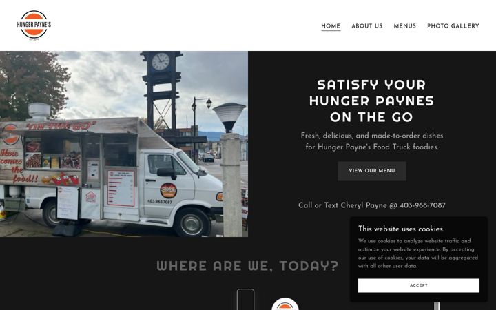 Screenshot of hungerpaynesfoodtruck.com