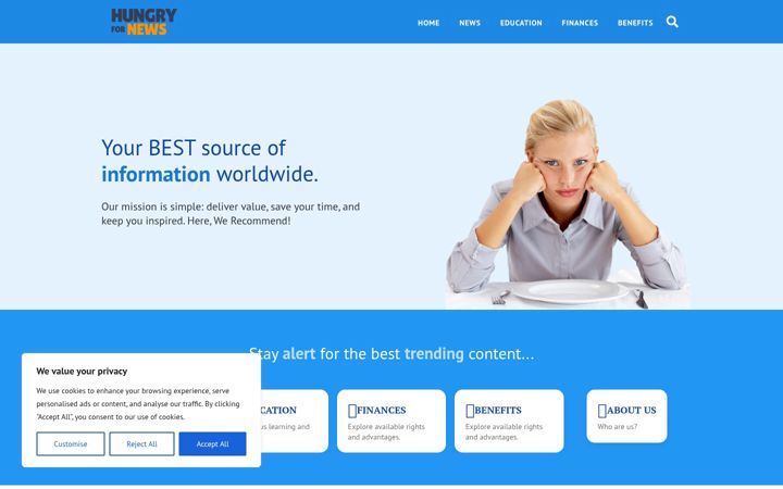 Screenshot of hungryfornews.com