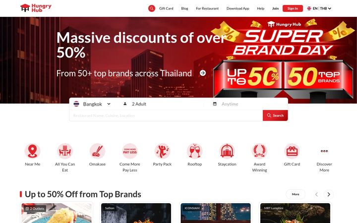Screenshot of hungryhub.com